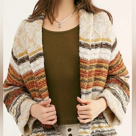 Free People Painted Desert Sweater Coat/Neutral - Picture 2 of 16